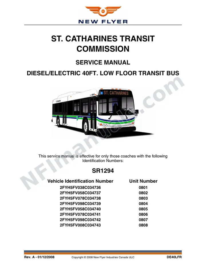 SR1294 Service Manual, St. Catharines Transit Commission first-page preview