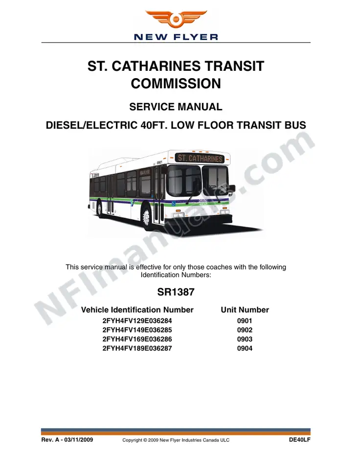 SR1387 Service Manual,ST. Catharines Transit Commission first-page preview