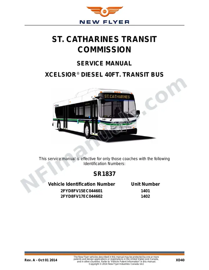 SR1837 Service Manual, St. Catharines Transit Commission first-page preview