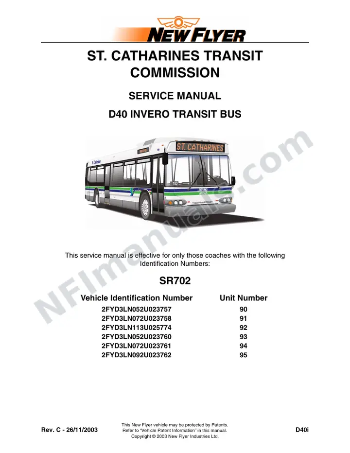 SR702 Service Manual, St. Catharines Transit Commission first-page preview