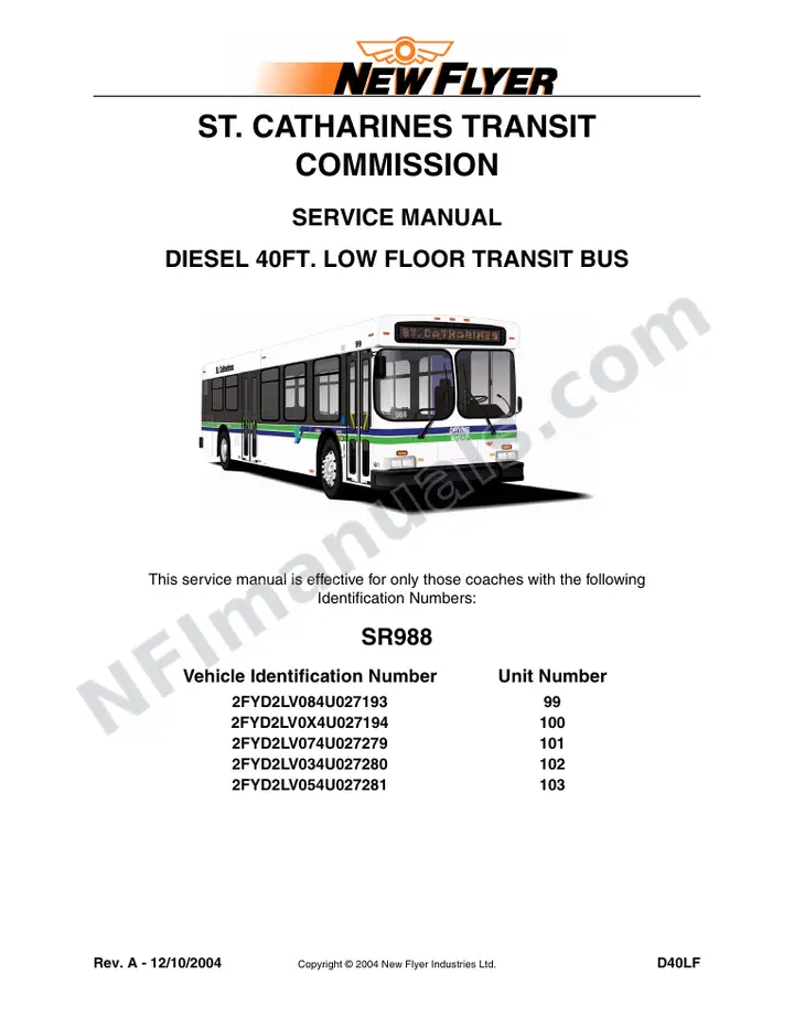 SR988 Service Manual, St. Catharines Transit Commission first-page preview