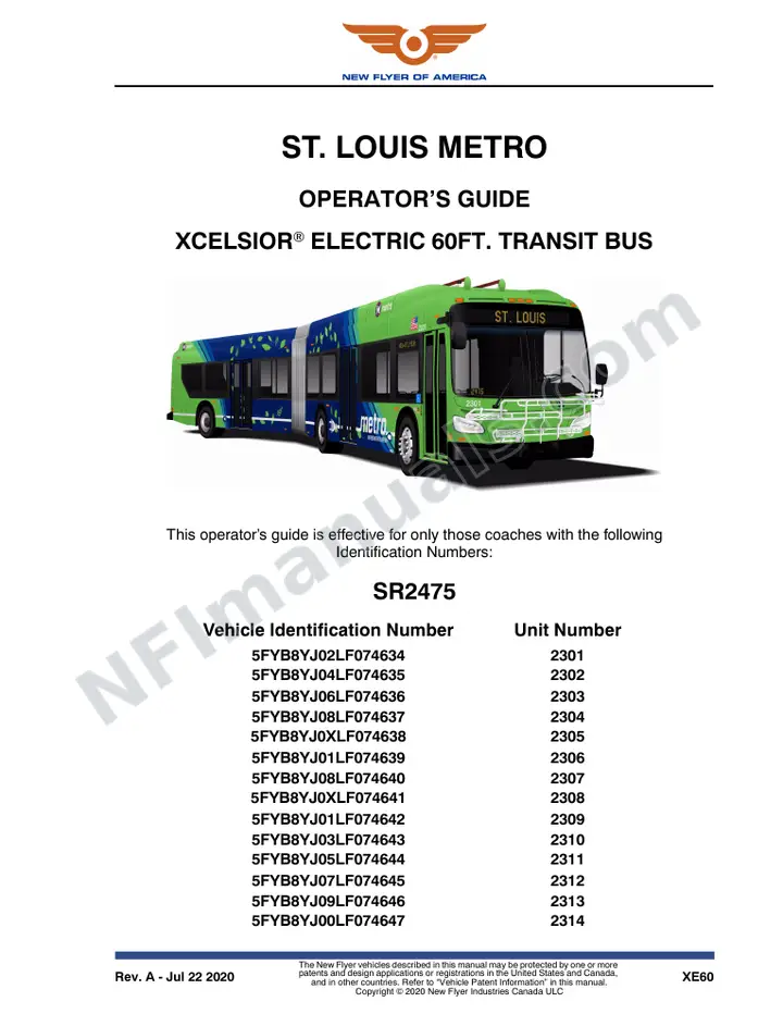 New Flyer XE60 Manual Package - St. Louis Metro included manual preview