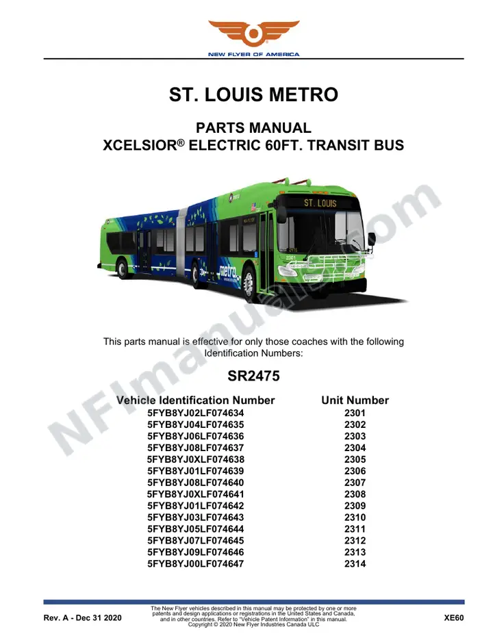 SR2475 Parts Manual, St. Louis Metro first-page preview