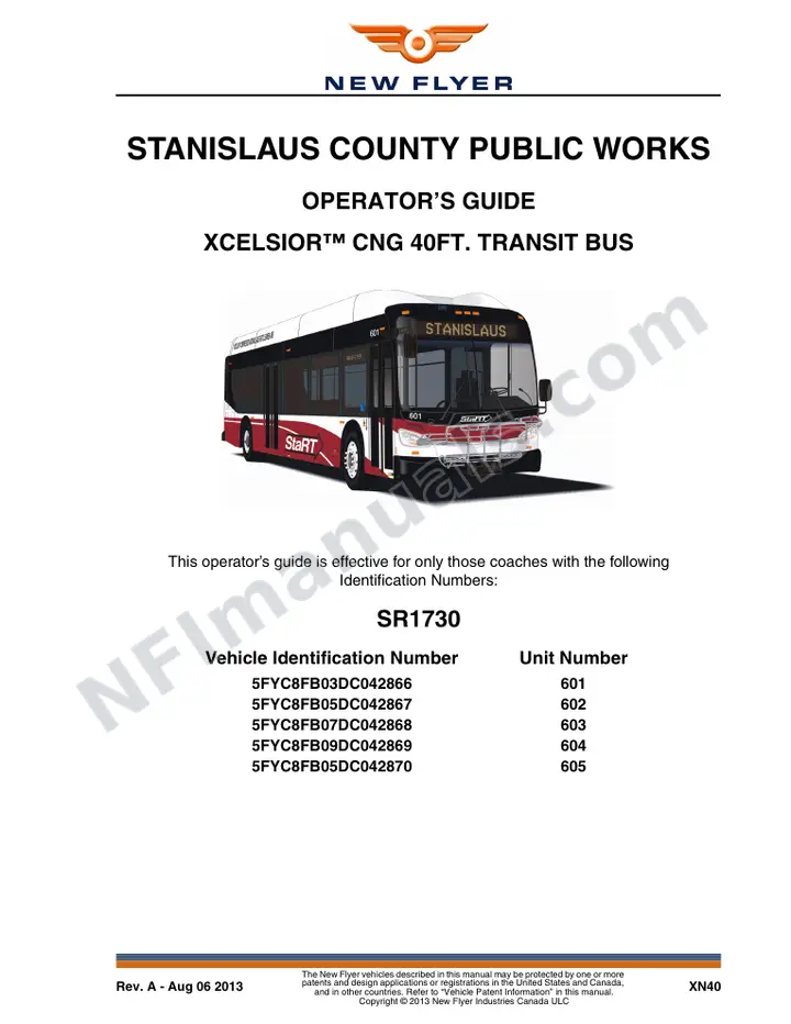 New Flyer XN40 Manual Package - Stanislaus County Public Works included manual preview