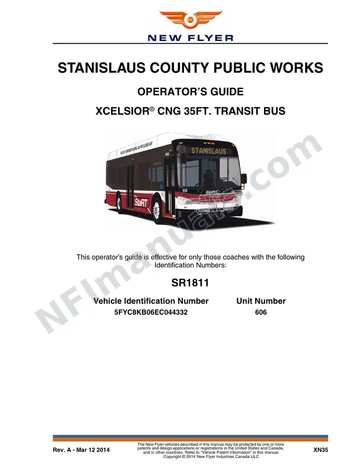 New Flyer XN35 Manual Package - Stanislaus County Public Works included manual preview