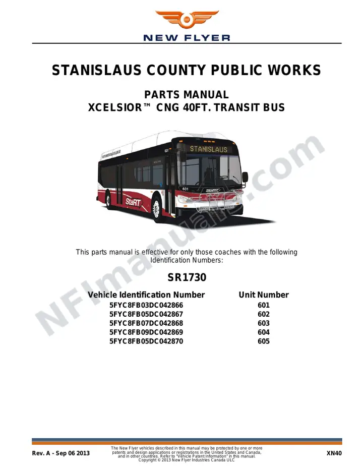 SR1730 Parts Manual, Stanislaus County Public Works first-page preview
