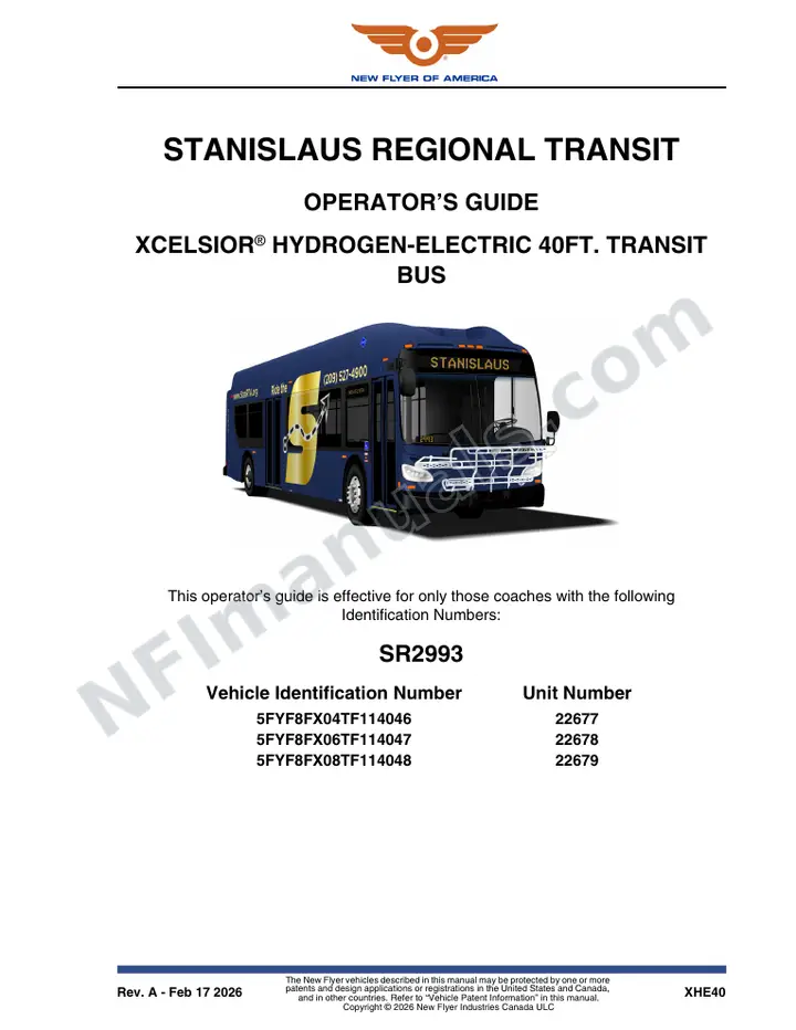 New Flyer XHE40 Manual Package - Stanislaus Regional Transit included manual preview