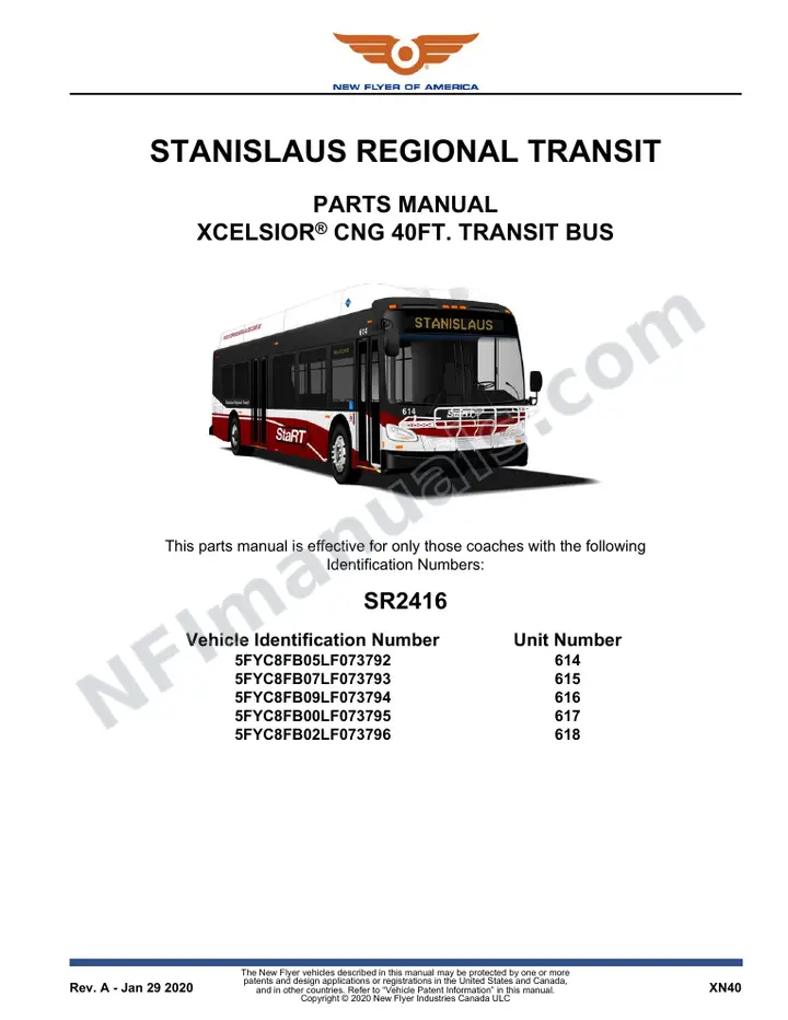 SR2416 Parts Manual, Stanislaus Regional Transit first-page preview