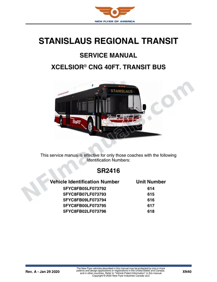 SR2416 Service Manual, Stanislaus Regional Transit first-page preview