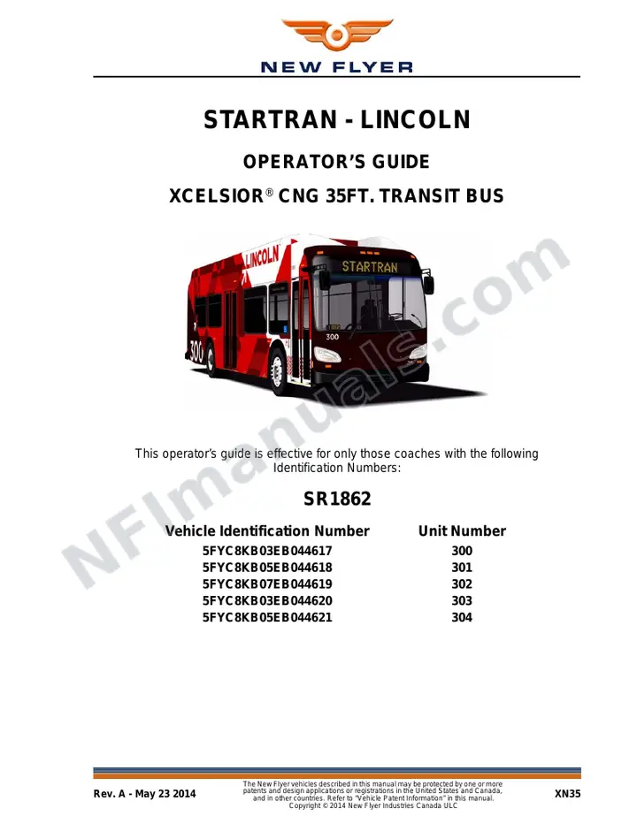 New Flyer XN35 Manual Package - StarTran - Lincoln included manual preview