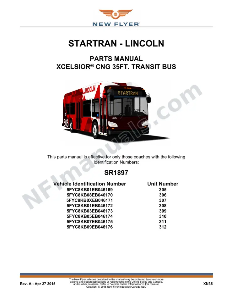 SR1897 Parts Manual, StarTran - Lincoln first-page preview
