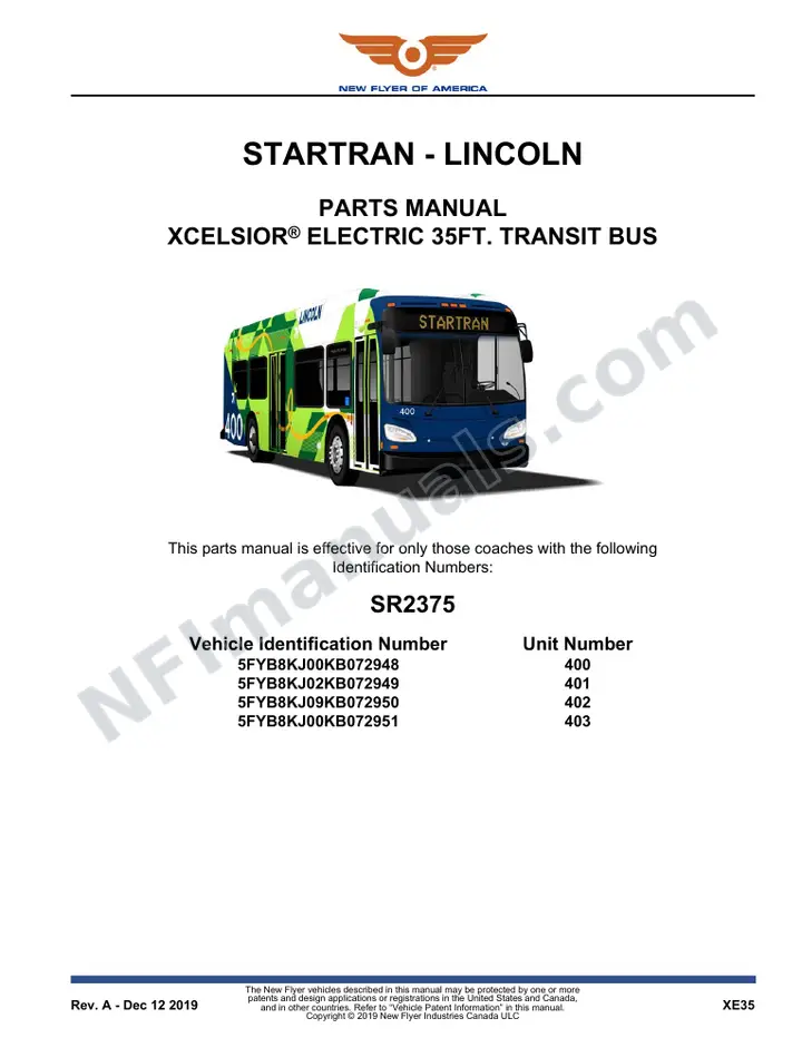SR2375 Parts Manual, Startran - Lincoln first-page preview
