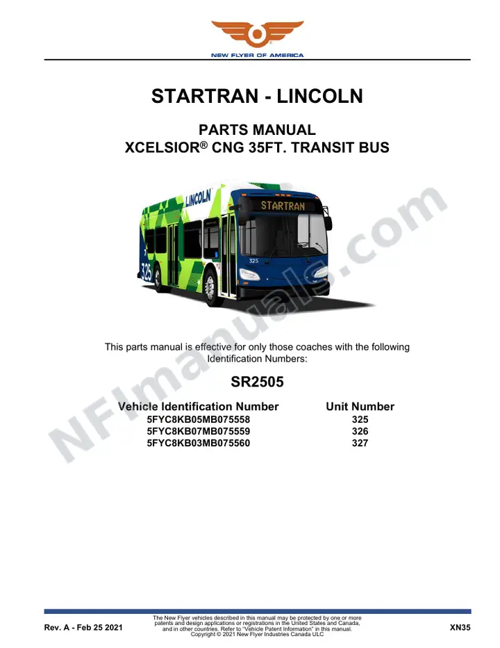 SR2505 Parts Manual, Startran - Lincoln first-page preview