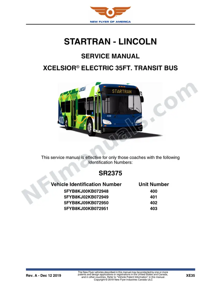 SR2375 Service Manual, StarTran - Lincoln first-page preview