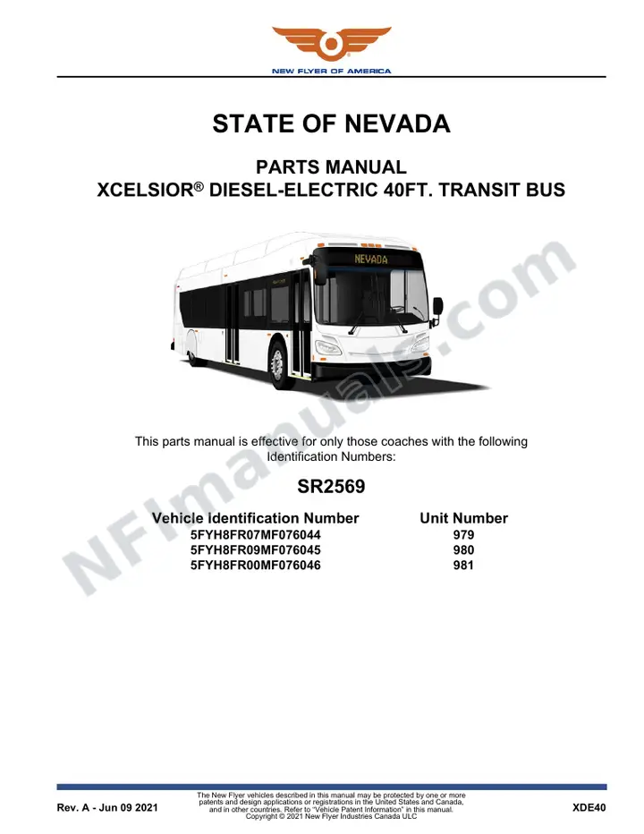 SR2569 Parts Manual, STATE OF NEVADA first-page preview