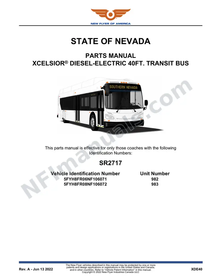 SR2717 Parts Manual, State of Nevada first-page preview
