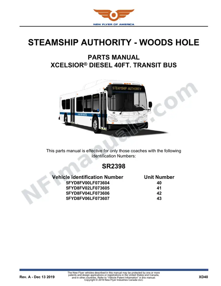SR2398 Parts Manual, Steamship Authority - Woods Hole first-page preview