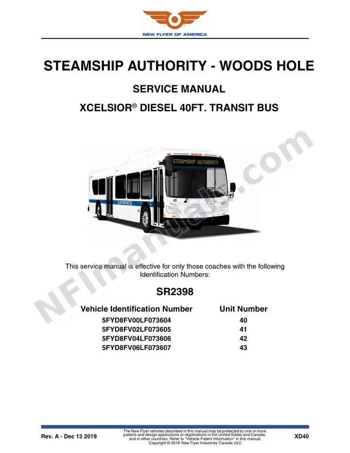 SR2398 Service Manual, Steamship Authority - Woods Hole first-page preview