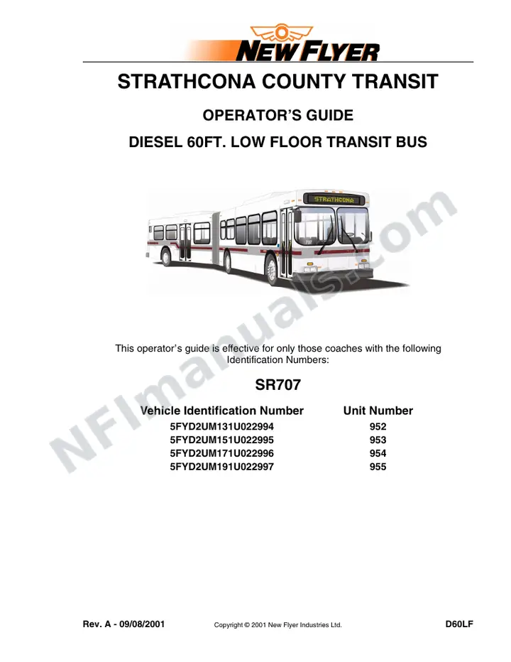 New Flyer D60LF Manual Package - Strathcona County Transit included manual preview