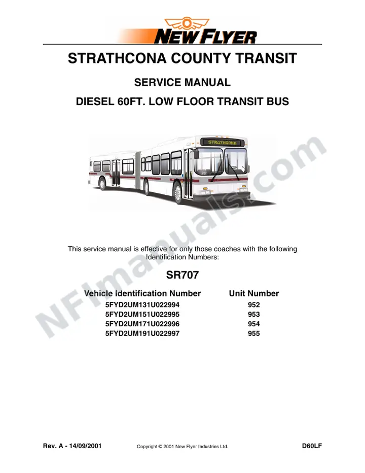 SR707 Service Manual, Strathcona County Transit first-page preview