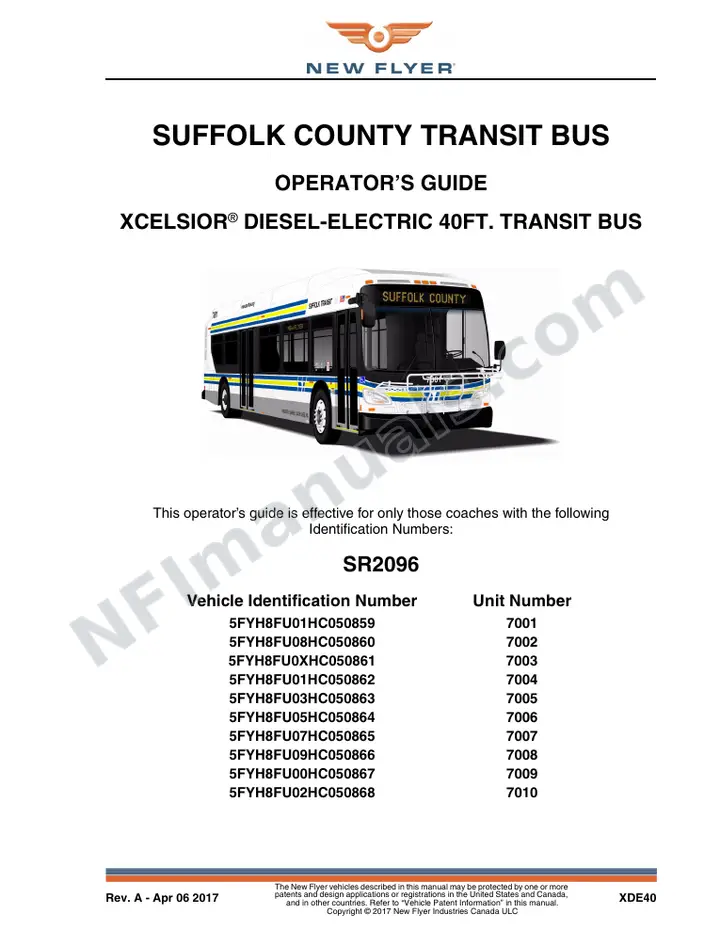 New Flyer XDE40 Manual Package - Suffolk County Transit Bus included manual preview