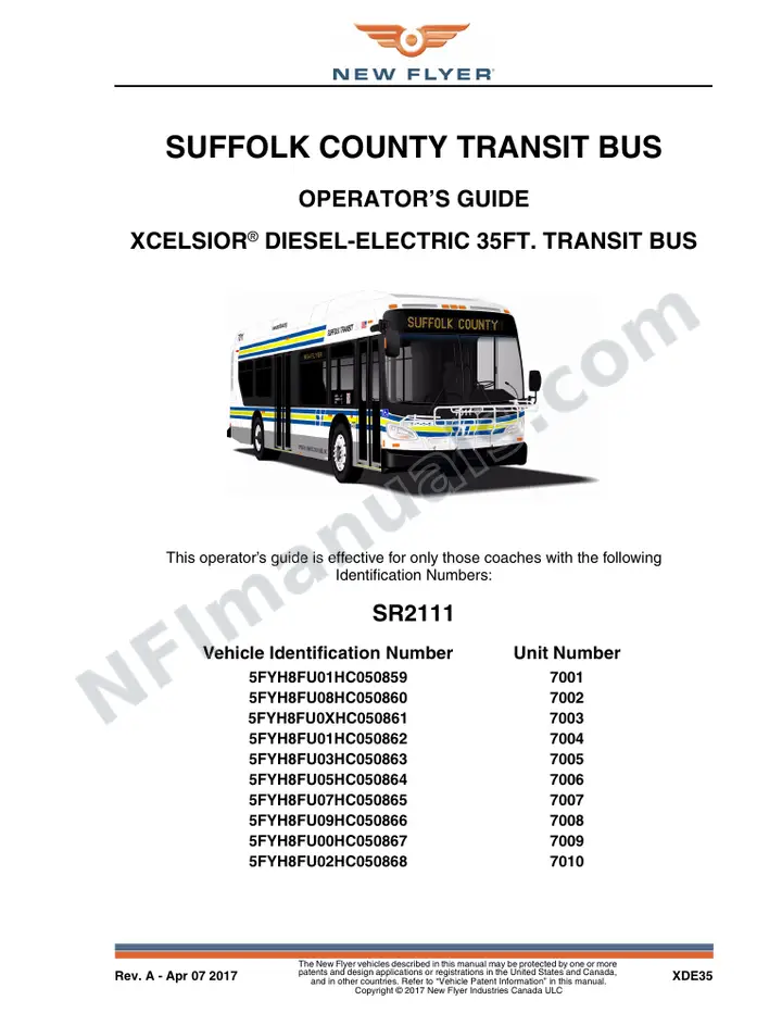 New Flyer XDE35 Manual Package - Suffolk County Transit Bus included manual preview