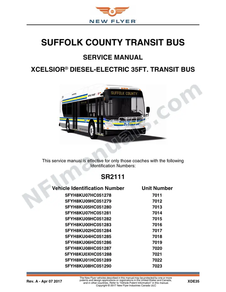 SR2111 Service Manual, Suffolk County Transit Bus first-page preview