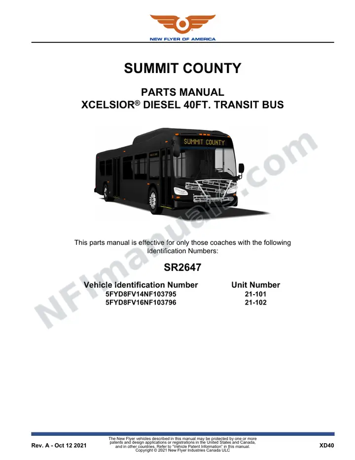 SR2647 Parts Manual, Summit County first-page preview
