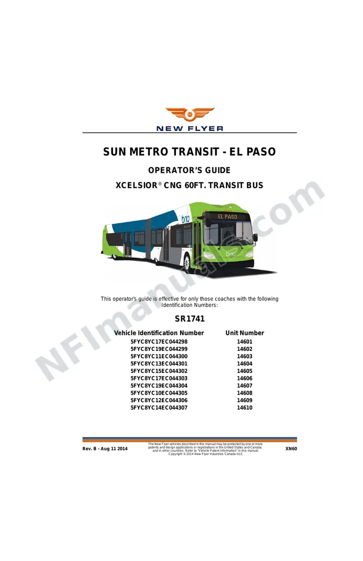 New Flyer XN60 Manual Package - Sun Metro Transit - El Paso included manual preview
