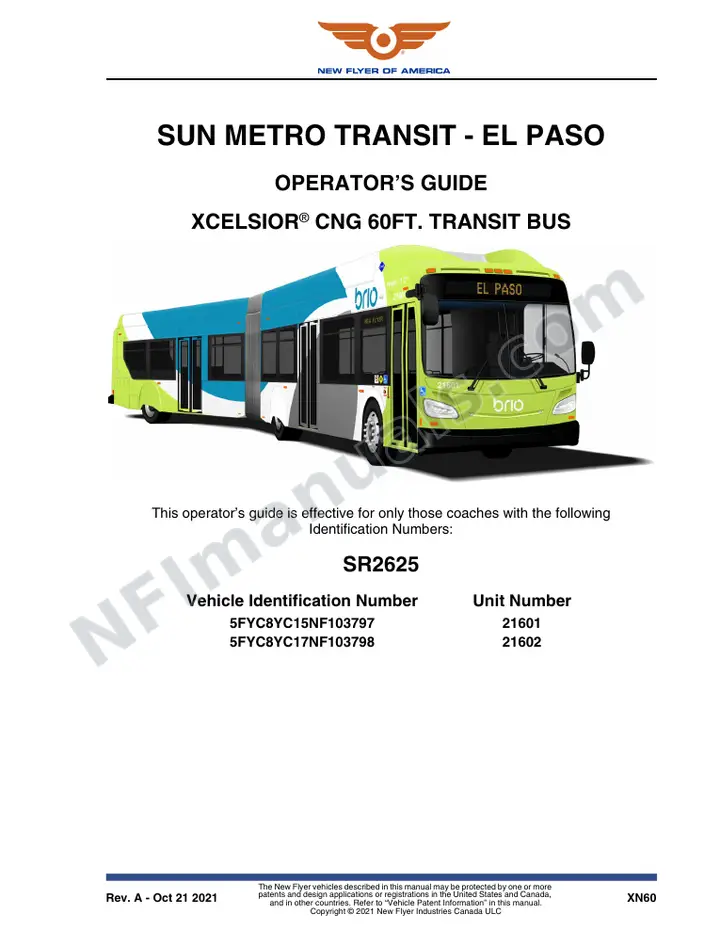 SR2625 Operator's Guide, Sun Metro Transit - El Paso first-page preview