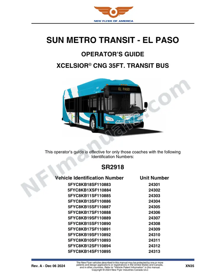 SR2918 Operator's Guide, Sun Metro Transit - El Paso first-page preview