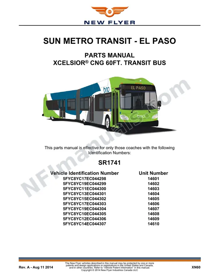 SR1741 Parts Manual, Sun Metro Transit - El Paso first-page preview