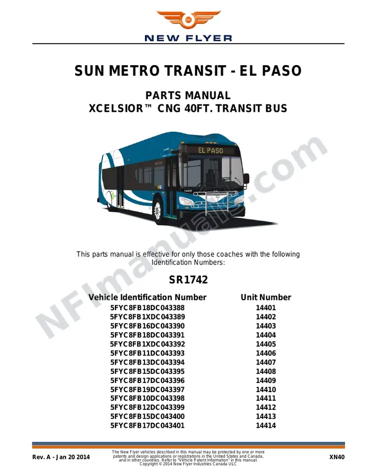 SR1742 Parts Manual, Sun Metro Transit - El Paso first-page preview