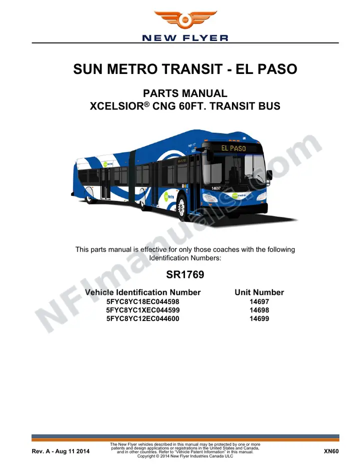 SR1769 Parts Manual, Sun Metro Transit - El Paso first-page preview