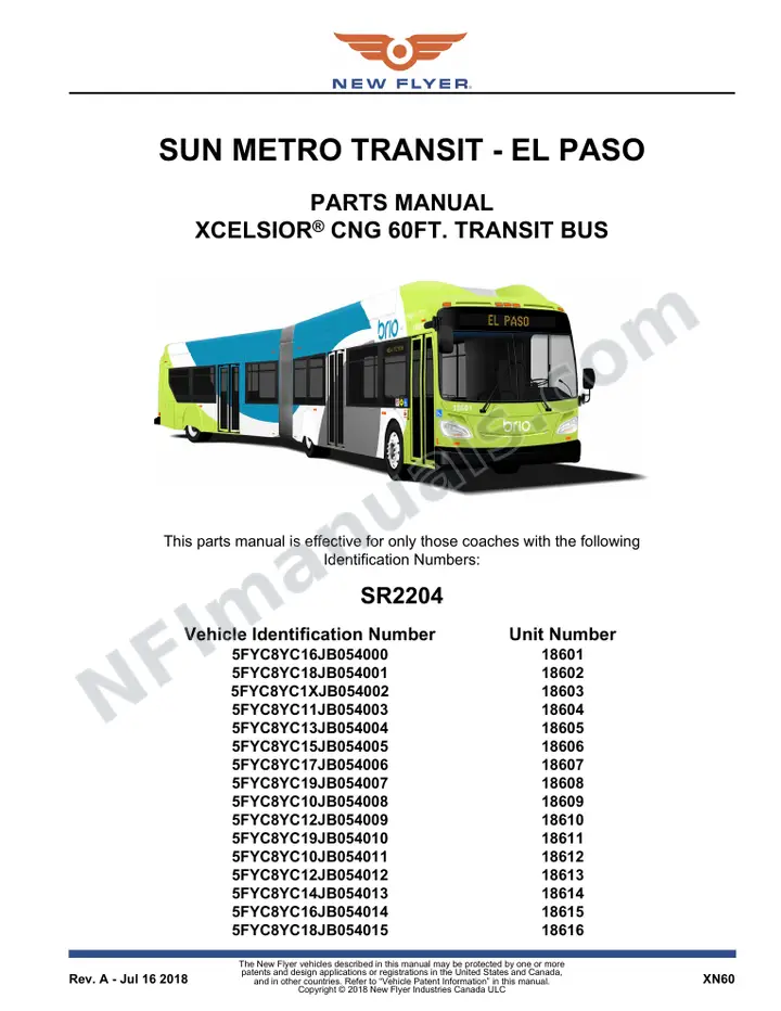 SR2204_2258 Parts Manual, Sun Metro Transit - El Paso first-page preview
