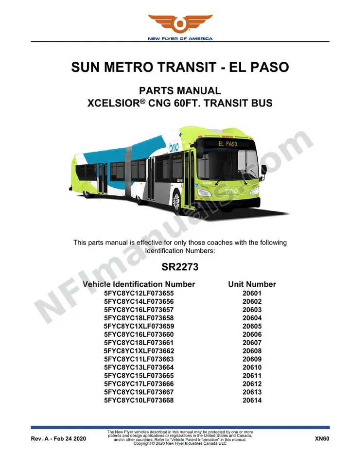 SR2273 Parts Manual, Sun Metro Transit - El Paso first-page preview