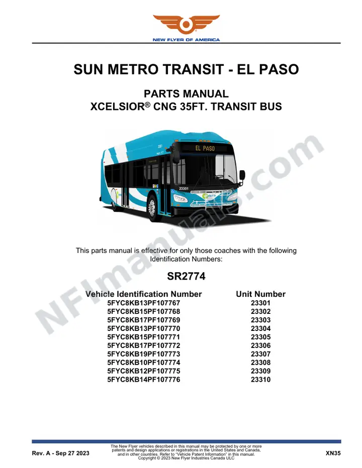 SR2774 Parts Manual, Sun Metro Transit - El Paso first-page preview