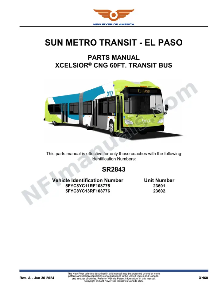 SR2843 Parts Manual, Sun Metro Transit - El Paso first-page preview