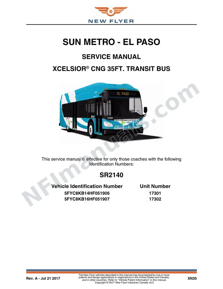 SR2140 Service Manual, Sun Metro - El Paso first-page preview