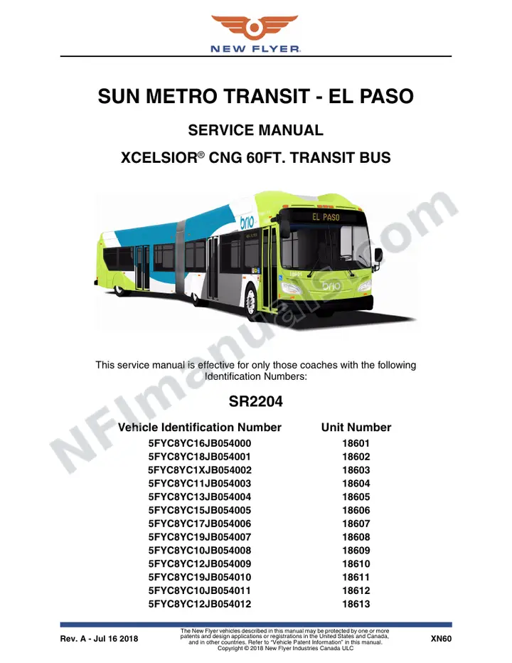 SR2204/2258 Service Manual, Sun Metro Transit - El Paso first-page preview