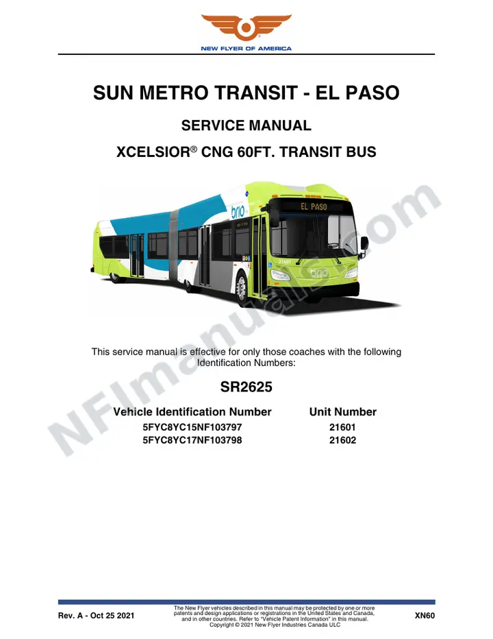 SR2625 Service Manual, Sun Metro Transit - El Paso first-page preview