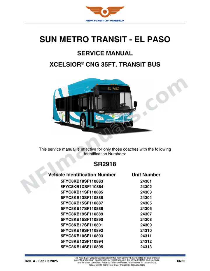 SR2918 Service Manual, Sun Metro Transit - El Paso first-page preview