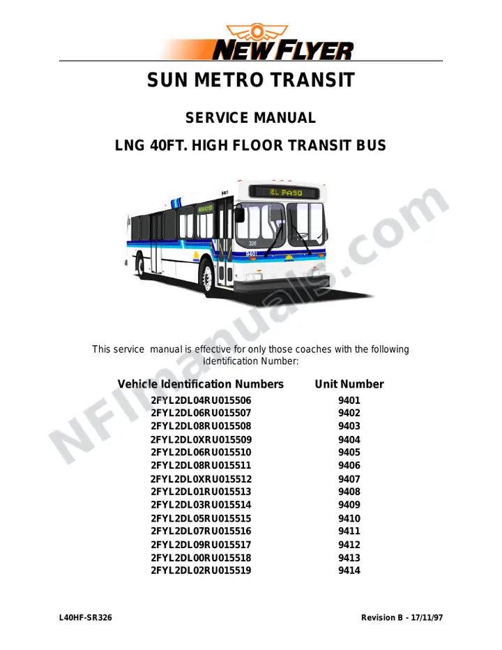 SR326 Service Manual, Sun Metro Transit first-page preview