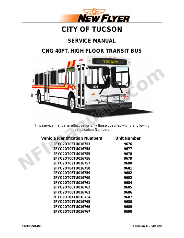 SR406 Service Manual, City of Tucson first-page preview
