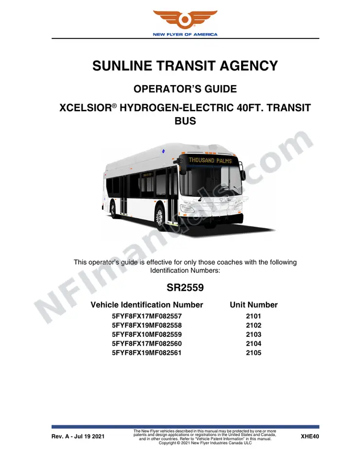 SR2559 Operator's Guide, Sunline Transit Agency first-page preview