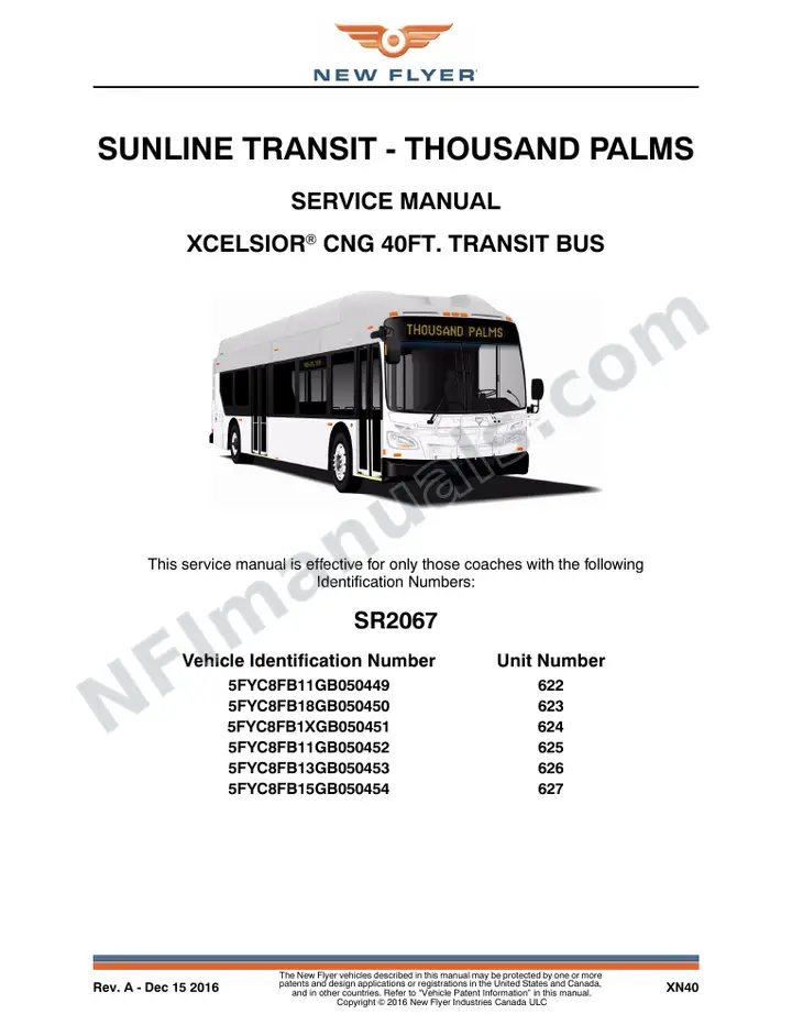 SR2067 Service Manual, Sunline Transit - Thousand Palms first-page preview