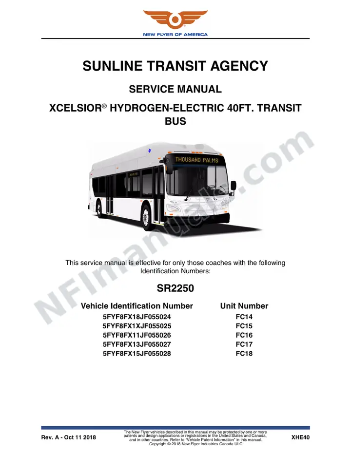 SR2250 Service Manual, Sunline Transit Agency first-page preview