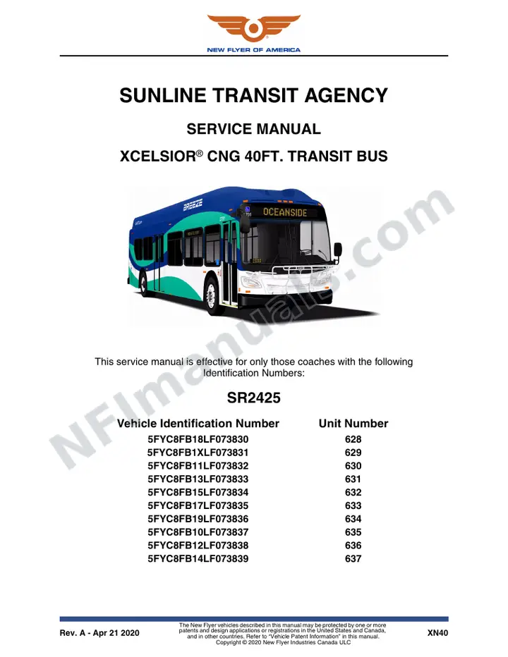 SR2425 Service Manual, Sunline Transit Agency first-page preview
