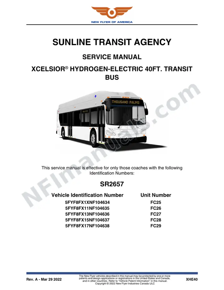 SR2657 Service Manual, Sunline Transit Agency first-page preview
