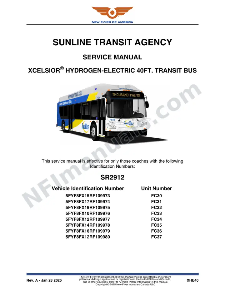 SR2912 Service Manual, Sunline Transit Agency first-page preview